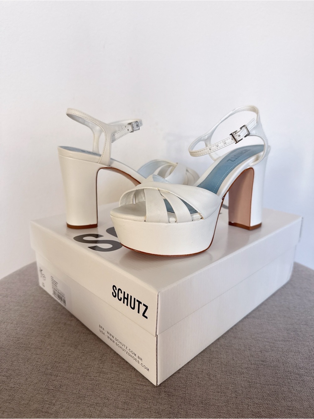 Schutz Keefa Nappa Leather Sandal - Deluxe White Nappa Leather 5.5B
